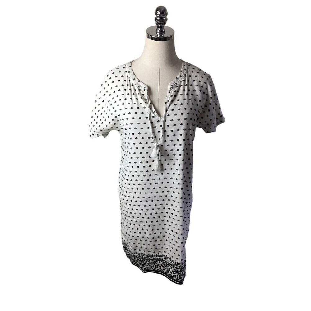 Vineyard Vines Summer Linen Blend Women’s Size 2 Dress White Black With Tassels
